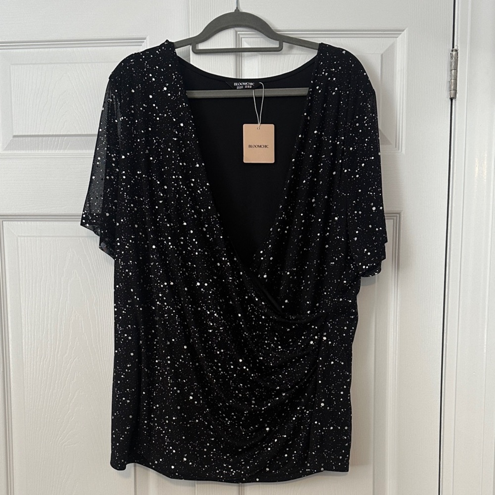 BloomChic Black and Silver Sparkle Blouse